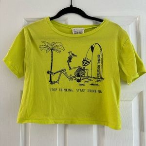 Green vacay crop top